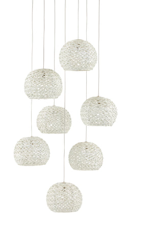 Piero 7-Light Adjustable Multi-Drop Pendant - Elegant White Iron Design for Stunning Interiors