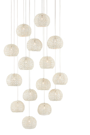 Piero 15-Light Multi-Drop Pendant in White Finish - Elegant Iron Design with Adjustable Height Options
