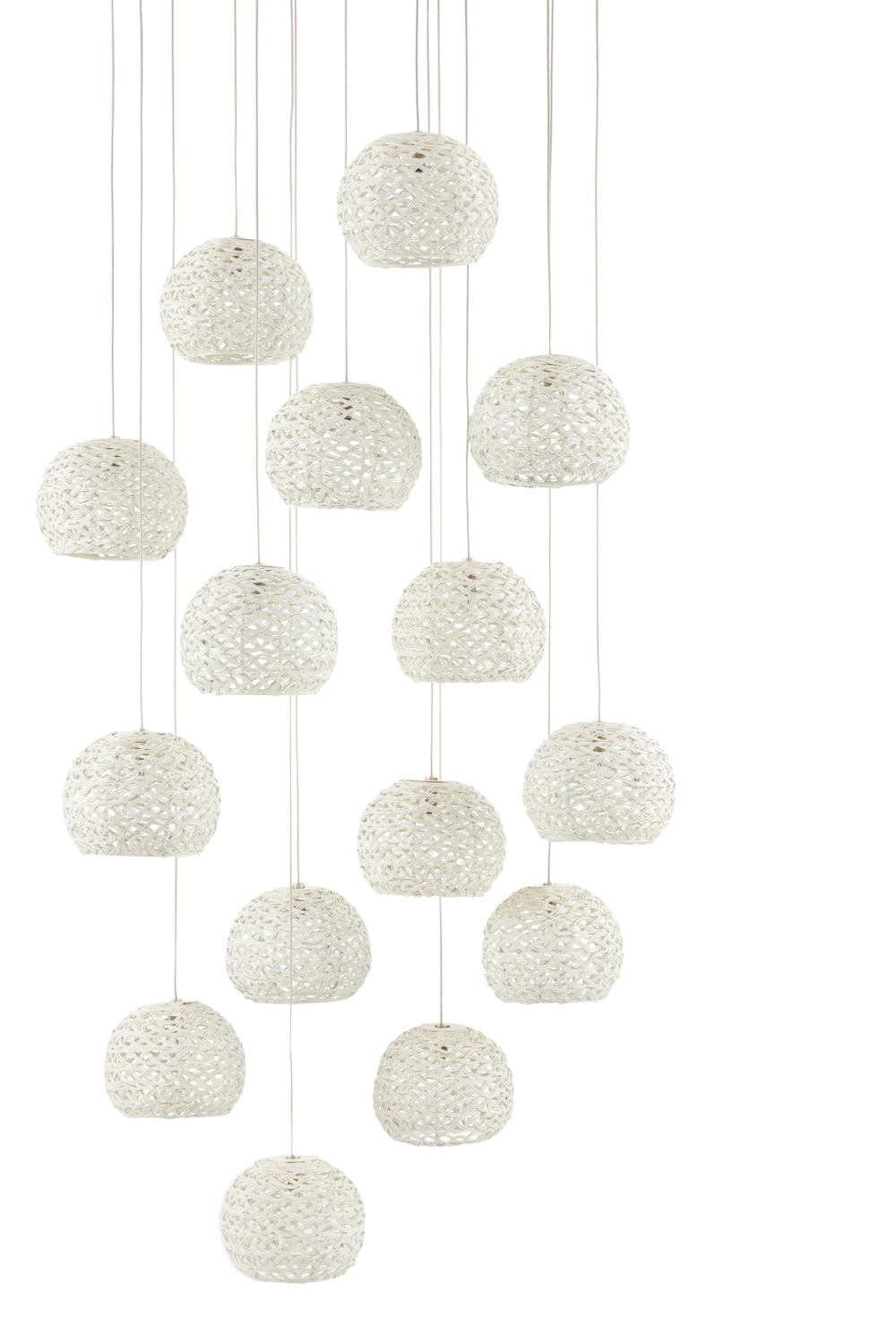Piero 15-Light Multi-Drop Pendant in White Finish - Elegant Iron Design with Adjustable Height Options