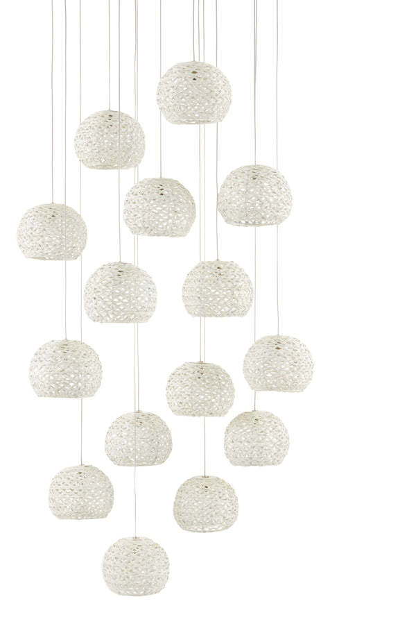 Piero 15-Light Multi-Drop Pendant in White Finish - Elegant Iron Design with Adjustable Height Options
