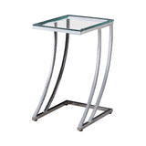 Contemporary Rectangular Top Accent Table Chrome and Clear