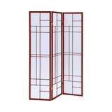 Contemporary 3-panel Folding Floor Screen White and Cherry