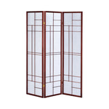 Contemporary 3-panel Folding Floor Screen White and Cherry