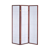 Contemporary 3-panel Folding Floor Screen White and Cherry