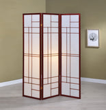 Contemporary 3-panel Folding Floor Screen White and Cherry