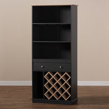 Baxton Studio Mattia Modern and Contemporary Dark Grey and Oak Finished Wood Wine Cabinet 