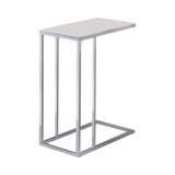 Contemporary Glass Top Accent Table Chrome and White