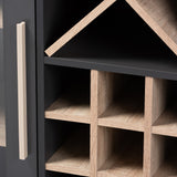 Baxton Studio Pietro Mid-Century Modern Dark Grey and Oak Finished Wine Cabinet