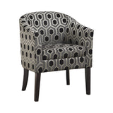 Contemporary Retro Hexagon Accent Chair in Grey and Black with Stylish Barrel Back Design