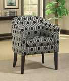 Contemporary Retro Hexagon Accent Chair in Grey and Black with Stylish Barrel Back Design