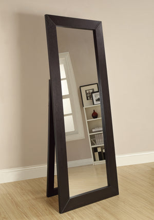 Contemporary Rectangular Floor Mirror Cappuccino