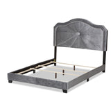 Baxton Studio Embla Modern and Contemporary Grey Velvet Fabric Upholstered King Size Bed