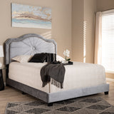 Baxton Studio Embla Modern and Contemporary Grey Velvet Fabric Upholstered Queen Size Bed