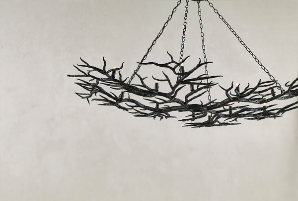 Rainforest Bronze Chandelier - Stunning 14-Light Rustic Fixture with Adjustable Height & Unique Design