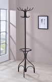 Traditional Coat Rack with Umbrella Stand - Elegant Black Finish, 12 Hooks & Stylish Design