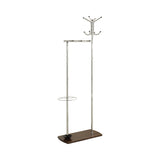 Contemporary Coat Rack with Umbrella Stand - Stylish Chrome & Walnut Design for Entryway Elegance