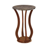 Casual Round Marble Top Accent Table Brown