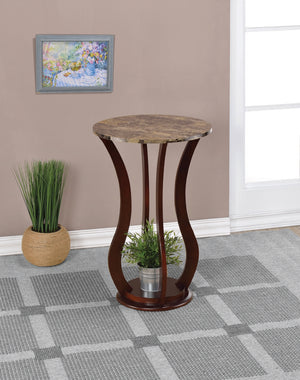 Casual Round Marble Top Accent Table Brown