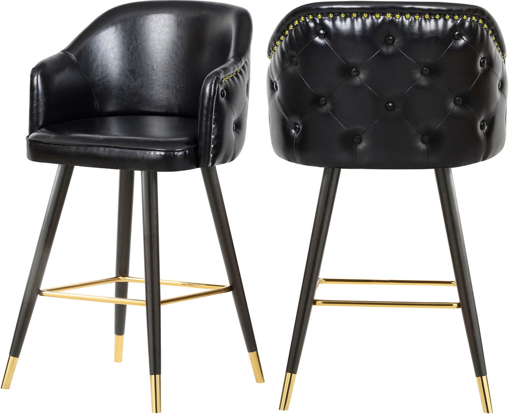 Barbosa Faux Leather / Metal / Engineered Wood / Foam Contemporary Black Faux Leather Counter/Bar Stool - 23" W x 23" D x 41" H