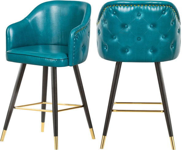 Barbosa Faux Leather / Metal / Engineered Wood / Foam Contemporary Blue Faux Leather Counter/Bar Stool - 23" W x 23" D x 41" H