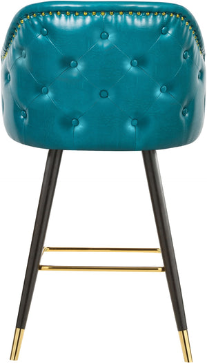 Barbosa Faux Leather / Metal / Engineered Wood / Foam Contemporary Blue Faux Leather Counter/Bar Stool - 23" W x 23" D x 41" H