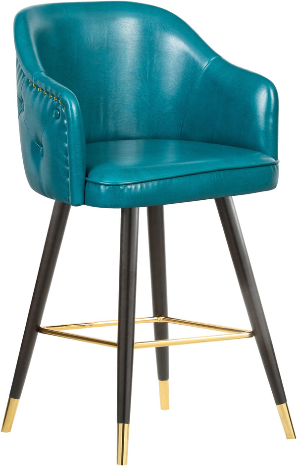 Barbosa Faux Leather / Metal / Engineered Wood / Foam Contemporary Blue Faux Leather Counter/Bar Stool - 23" W x 23" D x 41" H