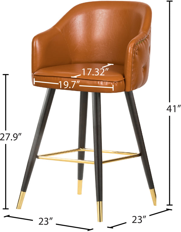 Barbosa Faux Leather / Metal / Engineered Wood / Foam Contemporary Cognac Faux Leather Counter/Bar Stool - 23" W x 23" D x 41" H
