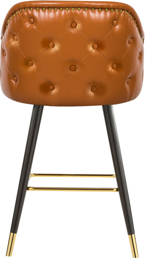 Barbosa Faux Leather / Metal / Engineered Wood / Foam Contemporary Cognac Faux Leather Counter/Bar Stool - 23" W x 23" D x 41" H