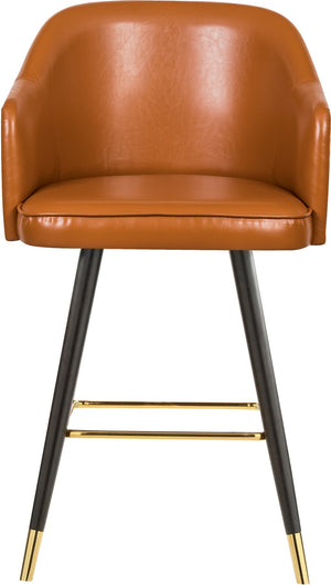 Barbosa Faux Leather / Metal / Engineered Wood / Foam Contemporary Cognac Faux Leather Counter/Bar Stool - 23" W x 23" D x 41" H