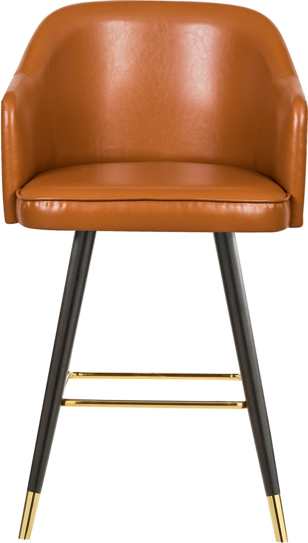Barbosa Faux Leather / Metal / Engineered Wood / Foam Contemporary Cognac Faux Leather Counter/Bar Stool - 23" W x 23" D x 41" H