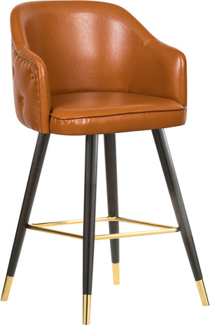 Barbosa Faux Leather / Metal / Engineered Wood / Foam Contemporary Cognac Faux Leather Counter/Bar Stool - 23" W x 23" D x 41" H