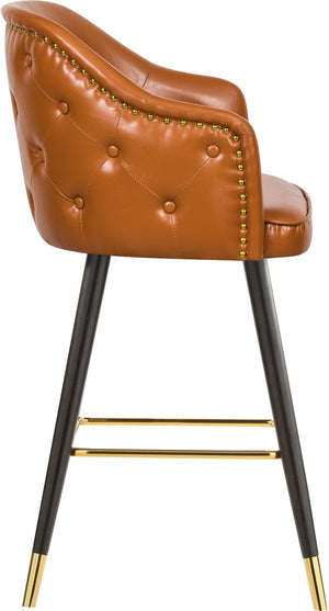 Barbosa Faux Leather / Metal / Engineered Wood / Foam Contemporary Cognac Faux Leather Counter/Bar Stool - 23" W x 23" D x 41" H