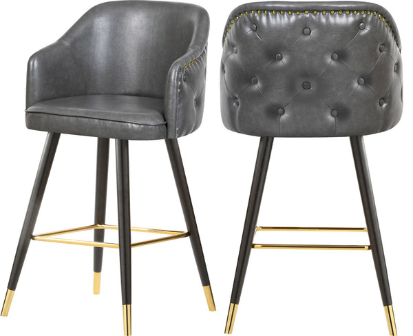 Barbosa Faux Leather / Metal / Engineered Wood / Foam Contemporary Grey Faux Leather Counter/Bar Stool - 23" W x 23" D x 41" H