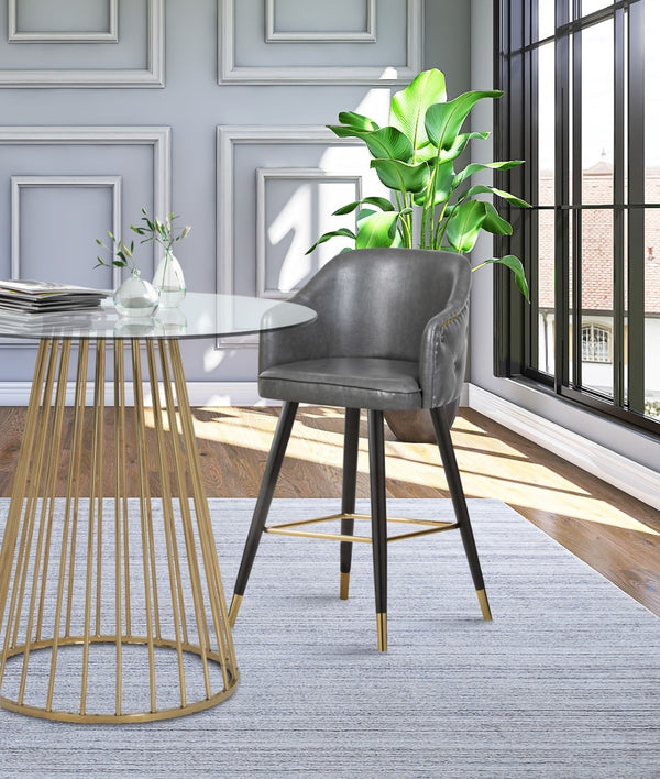 Barbosa Faux Leather / Metal / Engineered Wood / Foam Contemporary Grey Faux Leather Counter/Bar Stool - 23" W x 23" D x 41" H