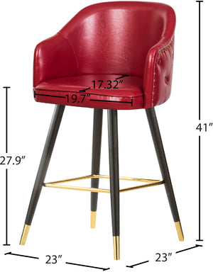 Barbosa Faux Leather / Metal / Engineered Wood / Foam Contemporary Red Faux Leather Counter/Bar Stool - 23" W x 23" D x 41" H