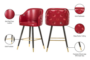 Barbosa Faux Leather / Metal / Engineered Wood / Foam Contemporary Red Faux Leather Counter/Bar Stool - 23" W x 23" D x 41" H