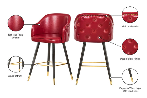 Barbosa Faux Leather / Metal / Engineered Wood / Foam Contemporary Red Faux Leather Counter/Bar Stool - 23" W x 23" D x 41" H