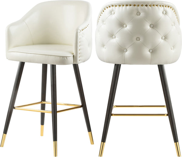Barbosa Faux Leather / Metal / Engineered Wood / Foam Contemporary White Faux Leather Counter/Bar Stool - 23" W x 23" D x 41" H