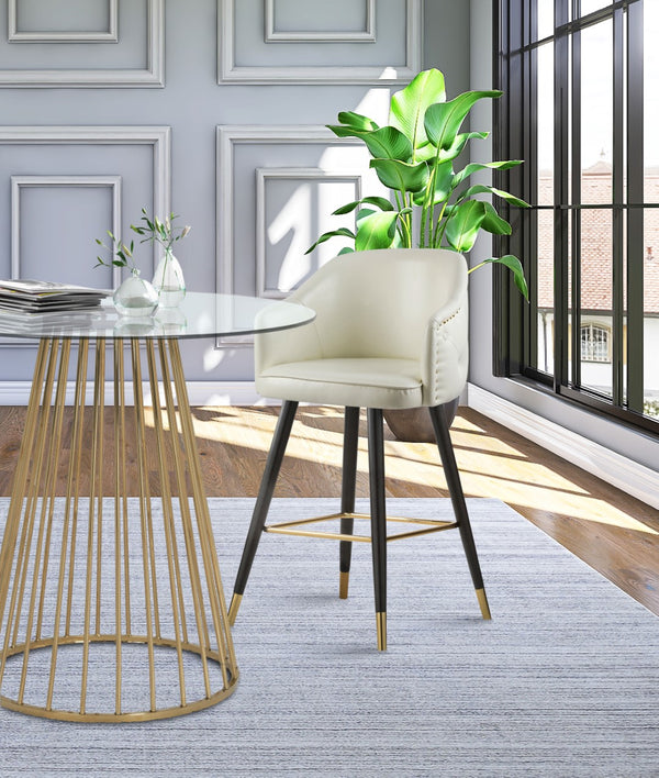 Barbosa Faux Leather / Metal / Engineered Wood / Foam Contemporary White Faux Leather Counter/Bar Stool - 23" W x 23" D x 41" H