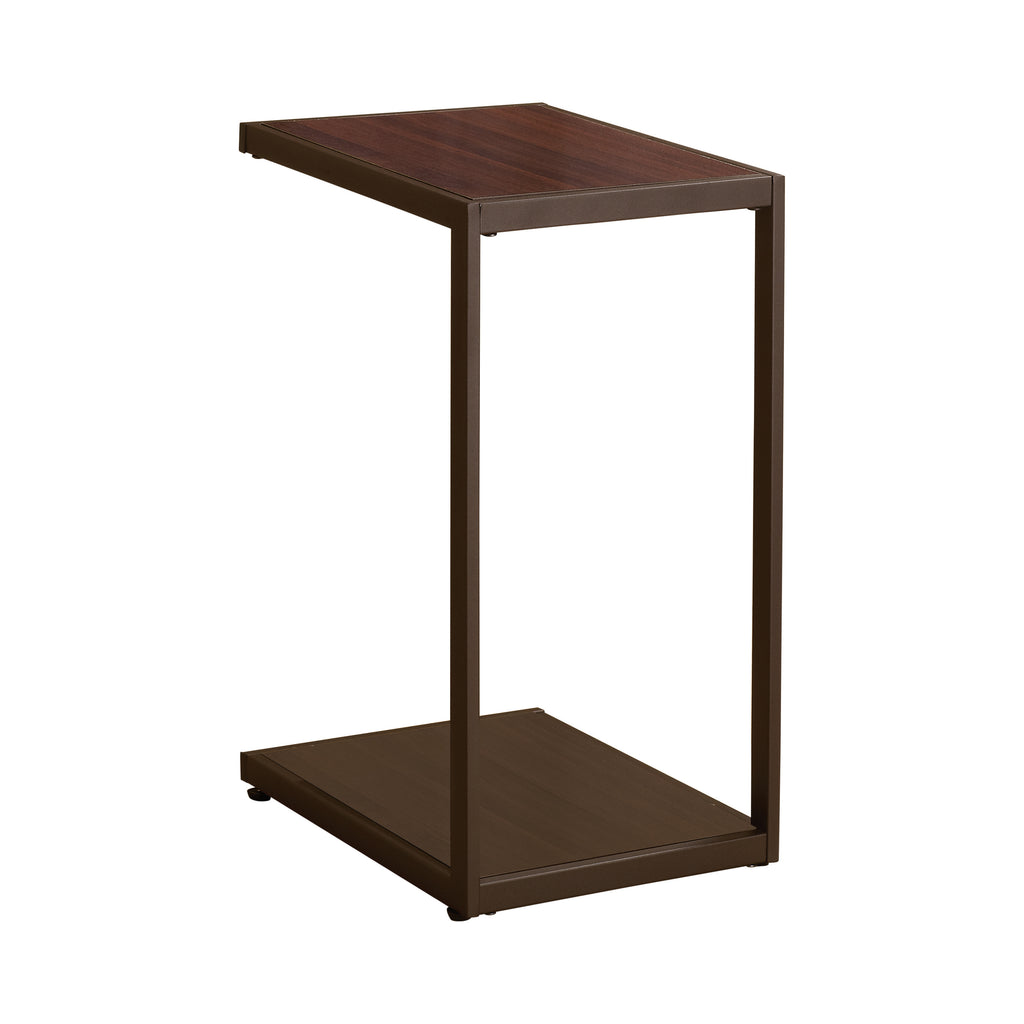 Contemporary Rectangular Accent Table with Bottom Shelf Brown