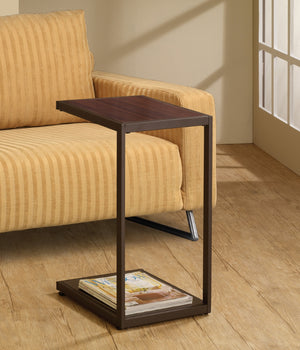Contemporary Rectangular Accent Table with Bottom Shelf Brown