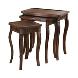 Traditional 3-piece Curved Leg Nesting Tables Warm Brown