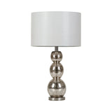 Contemporary Drum Shade Table Lamp White and Antique Silver