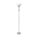 Casual Floor Lamp – Elegant Brushed Steel Uplight with Frosted Ribbed Shade for Modern Spaces