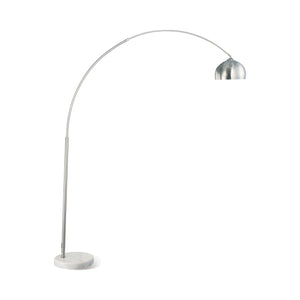 Contemporary Arched Floor Lamp in Brushed Steel & Chrome - Modern Design for Elegant Spaces