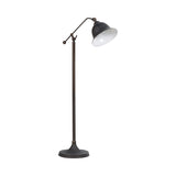 Country Rustic Bell Shade Floor Lamp - Charming Dark Bronze Design with Adjustable Arm & Switch