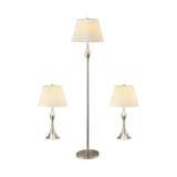 Contemporary 3-piece Slender Lamp Set Brushed Nickel