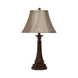 Traditional Sculpted Metal Base Table Lamp Bronze and Beige