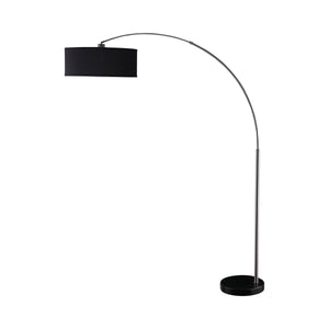 Contemporary Floor Lamp with Black Drum Shade and Chrome Arched Support for Modern Spaces