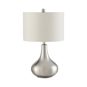 Contemporary Drum Shade Table Lamp Chrome and White